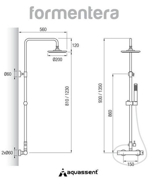 Ducha monomando Formentera Aquassent