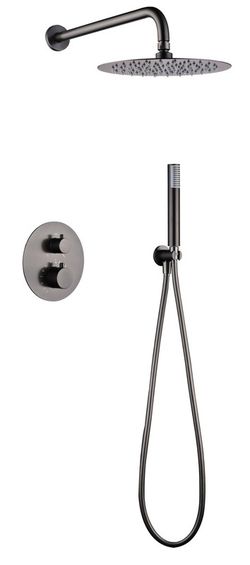 Conjunt de dutxa termostàtic encastat Monza black gun metall GTM039/BGM Imex
