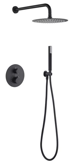 Conjunto de ducha termostático empotrado Monza negro mate GTM039/NG Imex