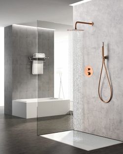 Conjunto de ducha termostático empotrado Monza oro-rosa cepillado GTM039/ORC Imex