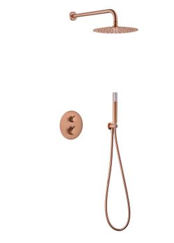 Conjunto de ducha termostático empotrado Monza oro-rosa cepillado GTM039/ORC Imex