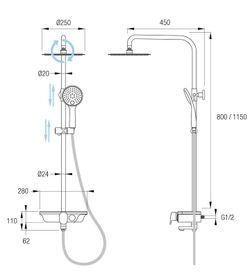 Ducha monomando Indra Aquassent