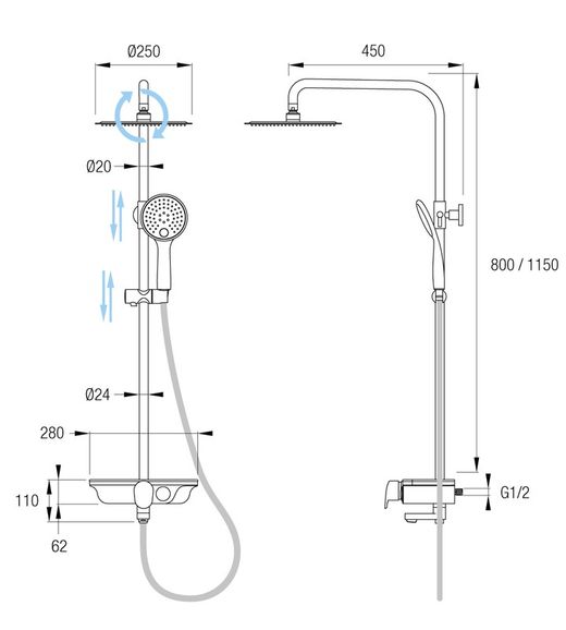 Ducha monomando Indra Aquassent