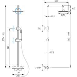 Therastatic shower Neris black Aquassent