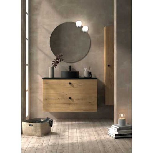 Conjunto Mueble Carmen 2 cajones con encimera K negro y lavabo circulo k negro color 18 Avila dos