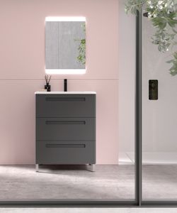 Conjunto Paris 3 cajones color 51 con patas y lavabo cerámica plus Avila dos