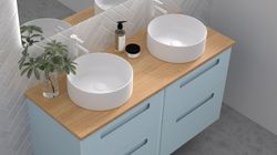 Paris set färg 53 med laminat topp 25 och cirkulärt handfat Matt vitt porslin Avila två