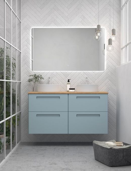 Παρίσι σετ χρώμα 53 με laminate top 25 και κυκλικό νεροχύτη Λευκή ματ πορσελάνη Avila δύο