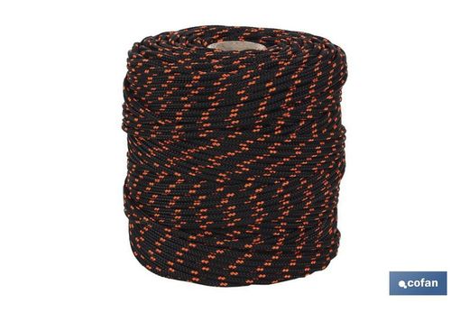 Geflochtene Hippie-Schnur Schwarz / Orange 3 mm x 100 m