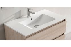 Witte kast en spoelbak Box 2 lades opgehangen