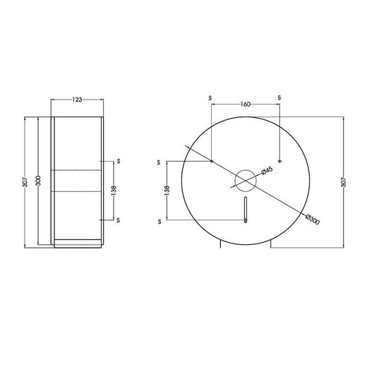 Standard toalettpappersdispenser - 3 rullar Vit epoxistål PR0789 Medicinics