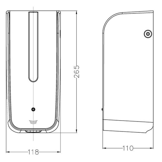 Distribuidor automático de sabão líquido Alumínio - ABS / Cromo / Preto DJ0160AS Mediclinics