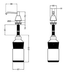 Dispenser voor vloeibare zeep met drukknop Briljant messing verchroomd DJT118 Mediclinics