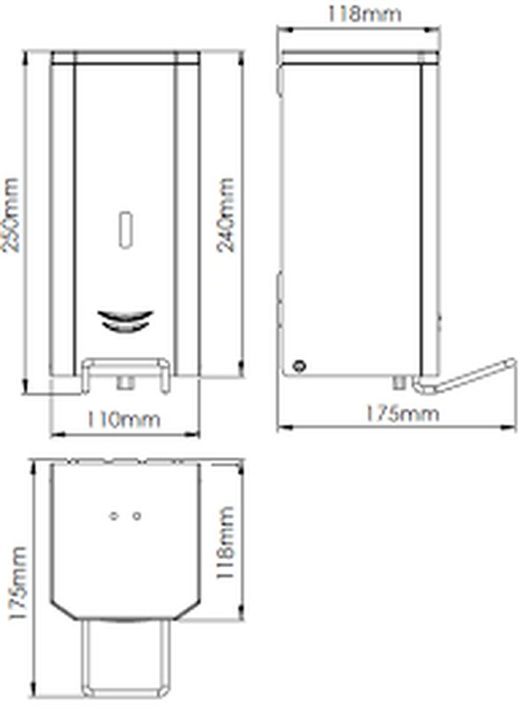 Hebel Flüssigseifenspender Edelstahl AISI 304 Epoxy Glossy DJP0034C Mediclinics