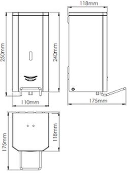 Dosificador de jabón líquido palanca Acero inox AISI 304 Epoxi Satinado DJP0034CS Mediclinics