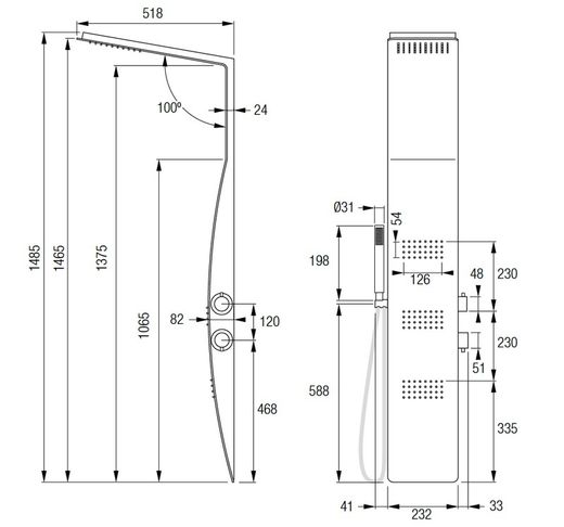 Dalia Aquassent hydromassagedusch med en handtag
