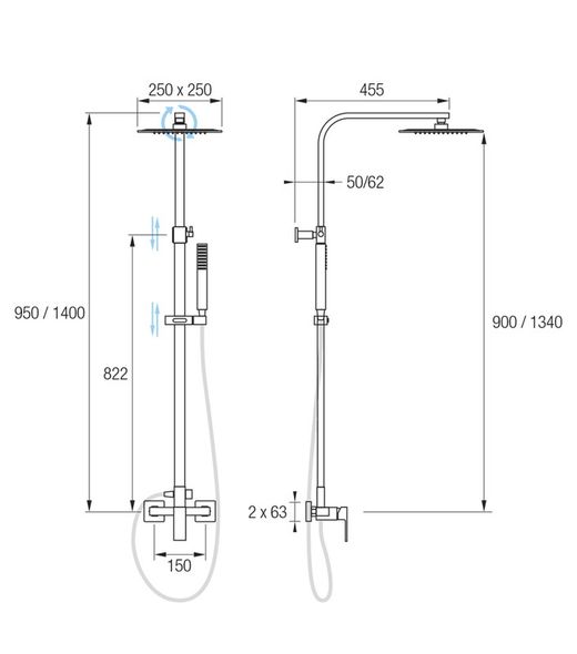 Ντους με ένα μοχλό Luxor Chrome Aquassent
