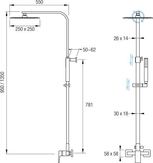 Ducha monomando Seul Aquassent