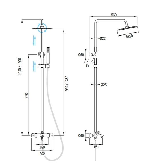 Ducha termostática Bali Aquassent