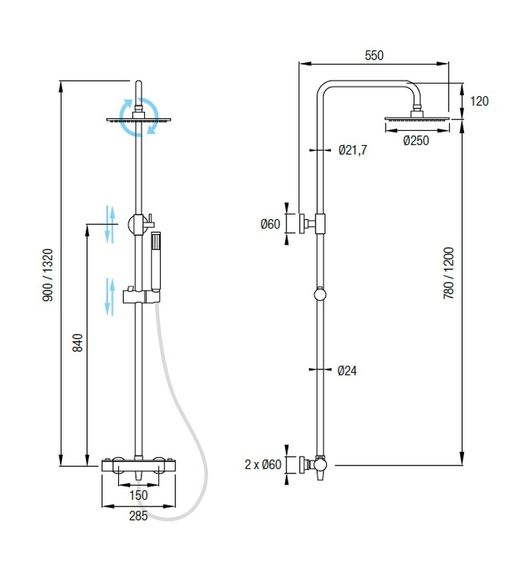 Ducha termostática Iris Aquassent