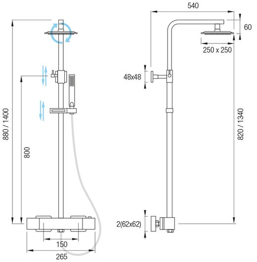 Chuveiro termostático Tenerife Aquassent