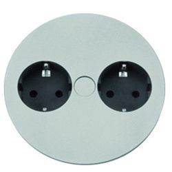 Gniazdo wtyczki Duo szczotkowana stal nierdzewna