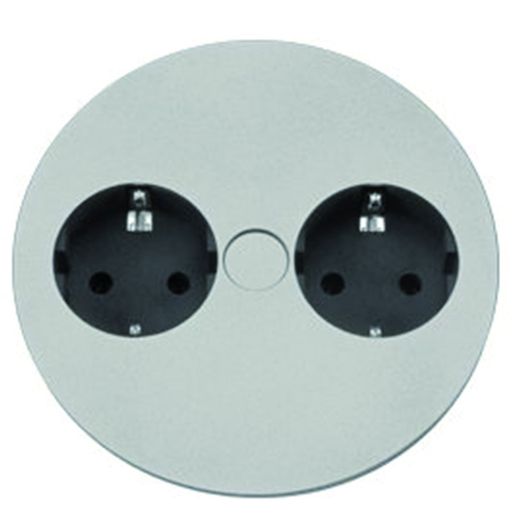 Gniazdo wtyczki Duo szczotkowana stal nierdzewna