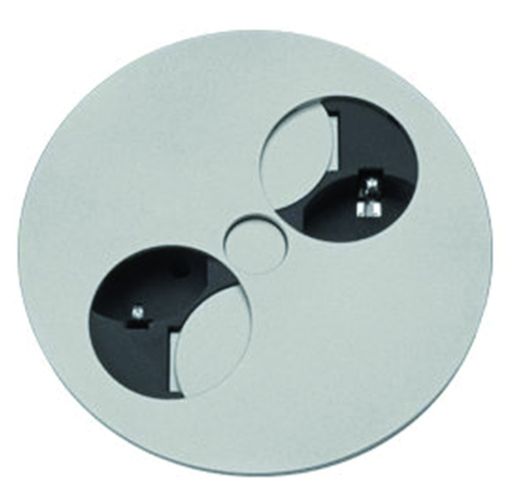 Gniazdo wtyczki Duo szczotkowana stal nierdzewna