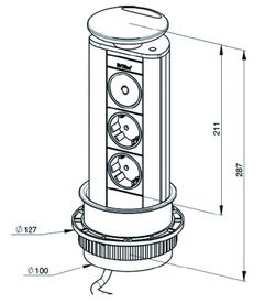 Evoline nätkontakt + omkopplare + 6 aluminiumfärgade lysdioder