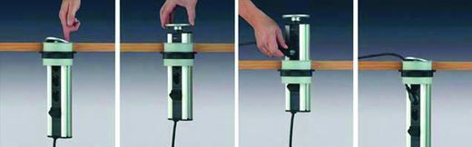 Evoline nätkontakt + omkopplare + 6 aluminiumfärgade lysdioder