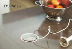 Evoline plug socket red + usb stainless steel