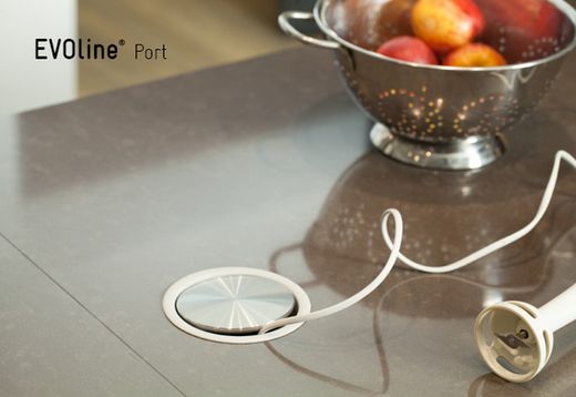 Evoline plug socket red + usb stainless steel