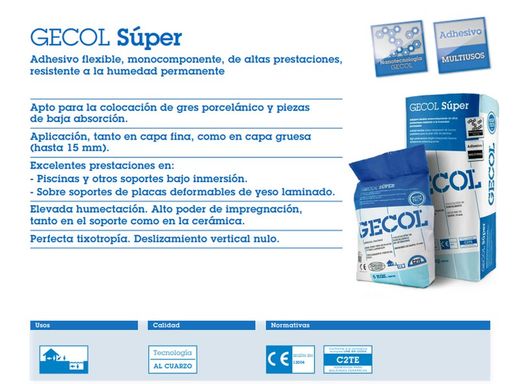 Gecol Super Blanco  25 kg C2TE