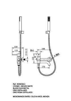 Monza badrums- och duschblandare svart pistolmetall BDM039-4BGM Imex