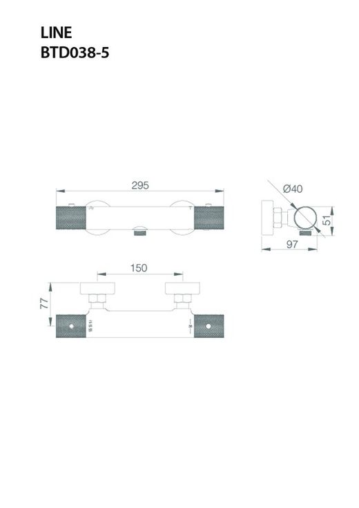 Grifería de ducha termostática Line Negro mate BTD038-5NG Imex