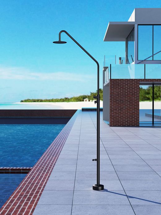 Grifería de piscina Dakota negro mate acero inoxidable S.316 con lavapiés