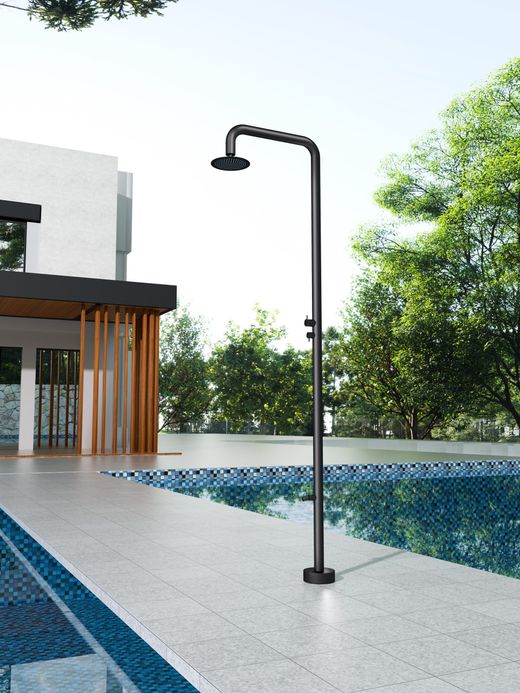 Grifería de piscina Michigan negro mate acero inoxidable S.316 con lavapiés