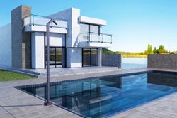 Grifería de piscina Niagara azul océano acero inoxidable S.316