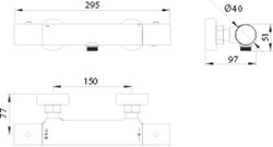 Termostatisk duschkran Genoa Svart pistolmetall BTG053-5BGM Imex