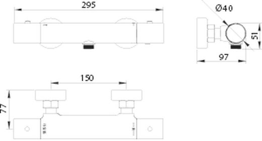 Termostatisk duschkran Genoa Svart pistolmetall BTG053-5BGM Imex