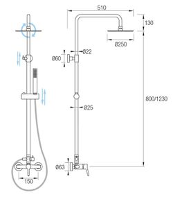 Bateria prysznicowa Exer Chrome Aquassent