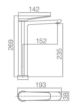 Grifo lavabo alto Dinamarca cromo BDR031-3 Imex