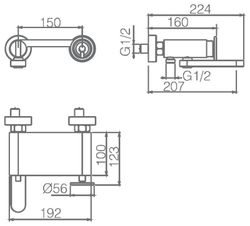 Grifo baño ducha Olimpo cromo BDC033-4CR Imex