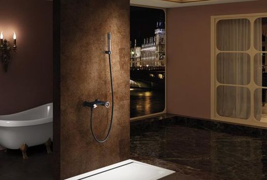 Olimpo zwart-roze gouden douchekraan. Imex