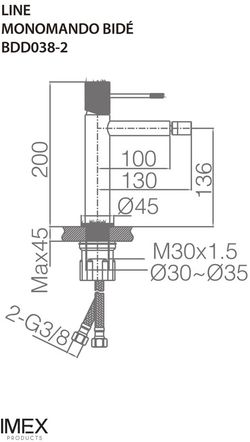 Imex matowy szaro-szampański kran bidetowy