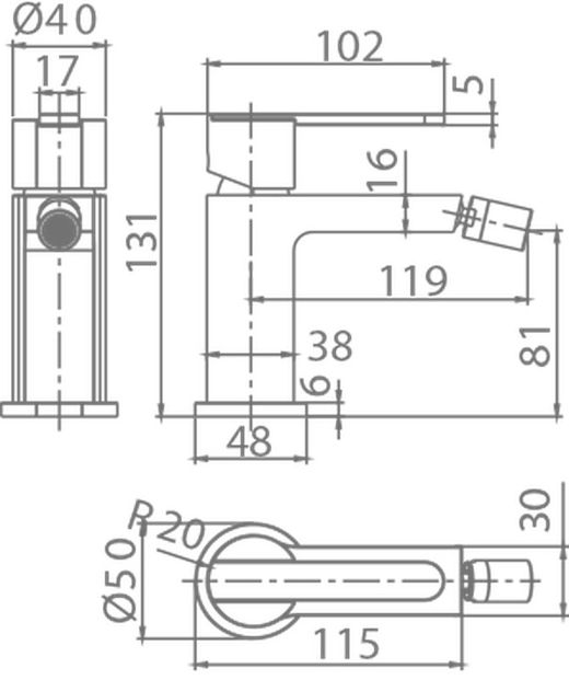 Imex czarny Roma bidet kranowy