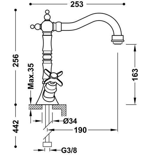Grifo bimando para lavabo Clasic 24210902 TRES