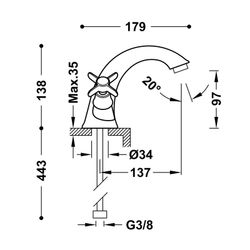 Tweegreeps kraan voor wastafel Classic TRES