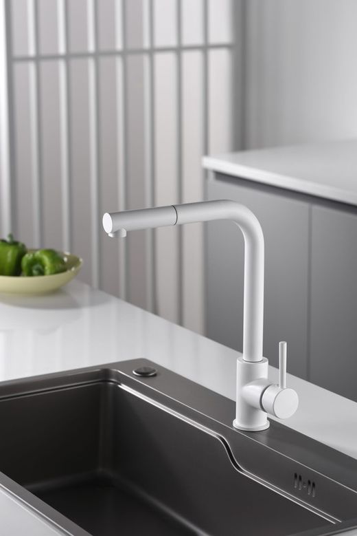 Grifo cocina monomando Malta blanco mate Ref.GCE006/BL Imex