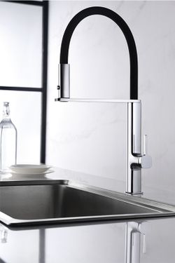 Grifería de cocina caño alto extraíble Menorca acabado cromado-negro Ref.GCE019 Imex